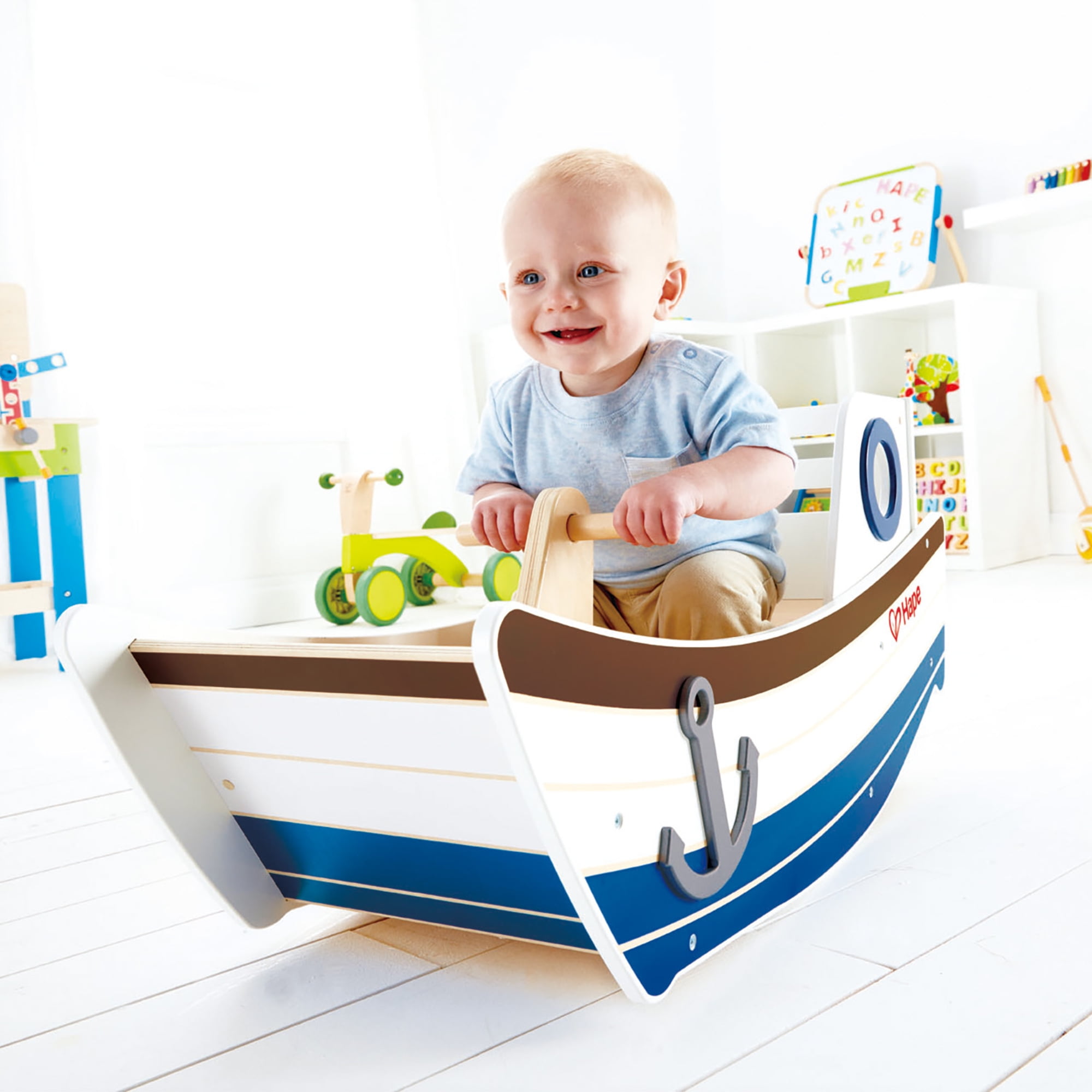 Hape High Seas Wooden Rocking Ride-on, Gift Idea for Toddlers Ages 12 Months+