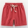 thumbnail image 2 of Summer Soft Pure Cotton Kids Solid‑Color Shorts, Adjustable Waist Loose‑Fit Beach Play Casual Shorts for Toddler 2‑12Y, 2 of 4