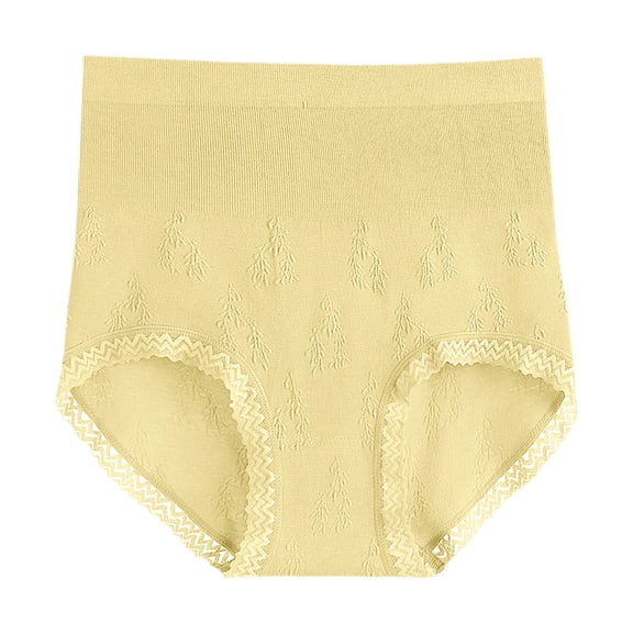 Sngxgn Women's Cotton Stretch Underwear Briefs Soft Breathable High Waisted Full Coverage Ladies Panties(Yellow,One Size)