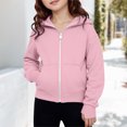 thumbnail image 2 of felwors Girls Zip Up Hoodies Kids Casual Long Sleeve Sweatshirt Fall Jacket with Pockets (Pink,9-10 Years), 2 of 6