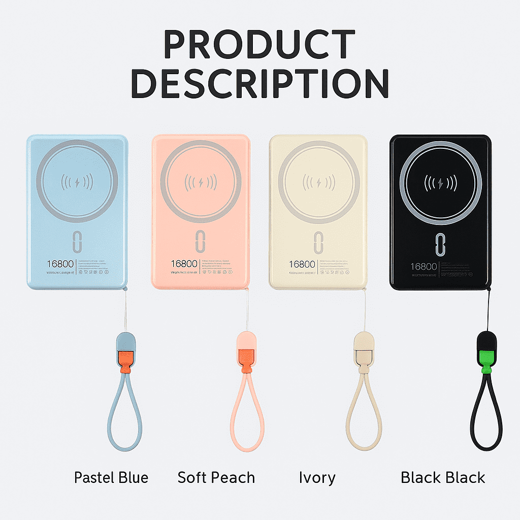 Mavark Magnetic Power Bank 16800mAh Portable Charger with Cables 22.5W Fast Charging, USB-C External Battery Pack for iPhone 16/15/14/13 Pro, Android, Samsung Galaxy & More