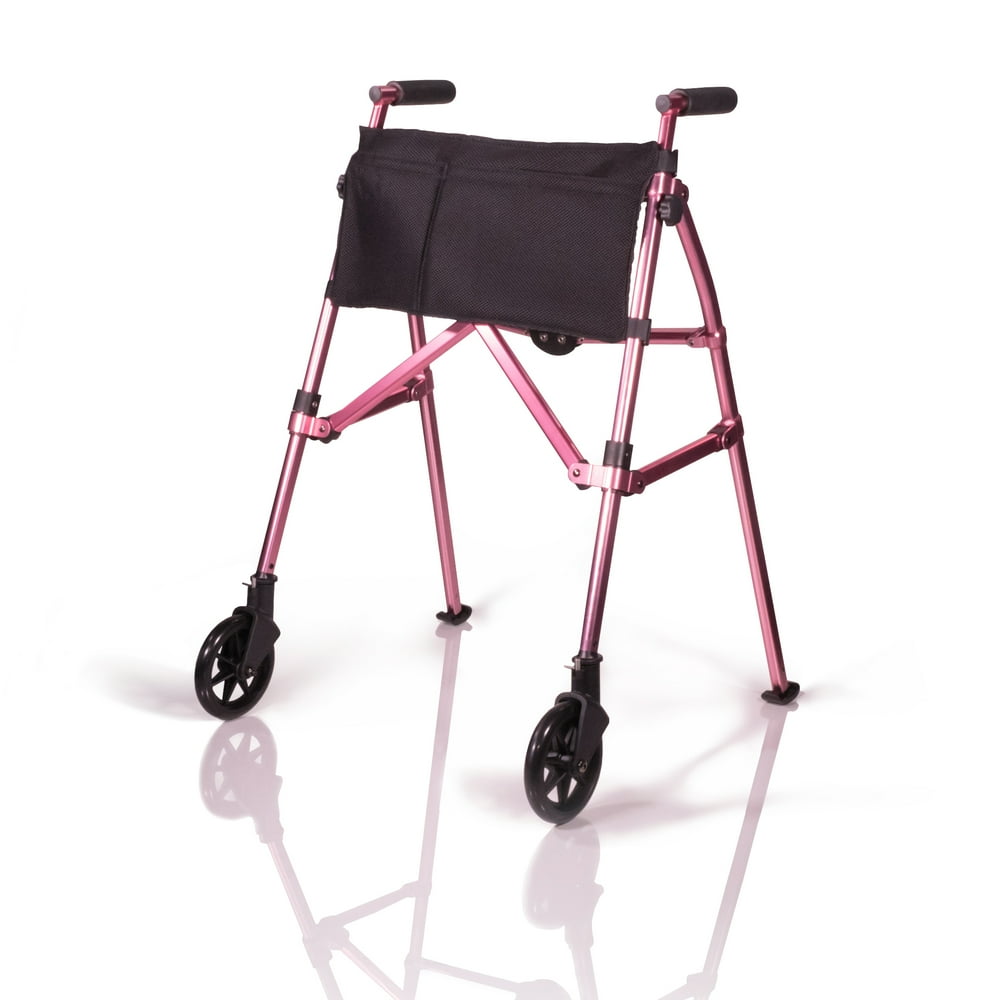 Stander EZ FoldNGo Walker, Lightweight Folding 2 Wheel Walker, Height Adjustable Travel