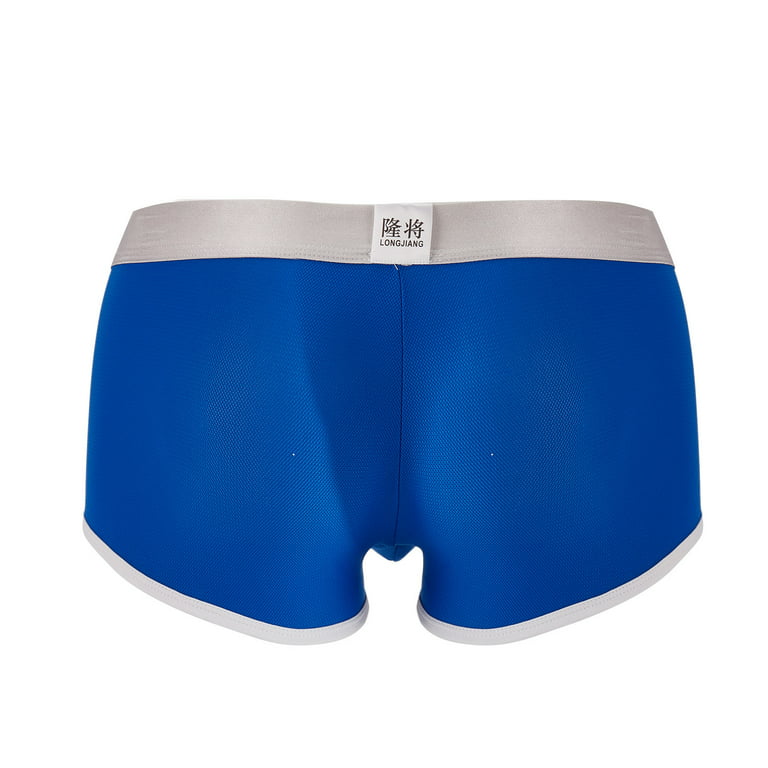 LEEy-world Mens Boxer Briefs Men's Breathable Modal Microfiber Trunks  Underwear Covered Band Multipack Blue,L 
