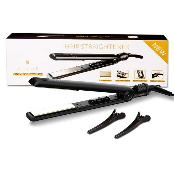 Wazor Hair Flat Iron 1 Inch Ceramic Titanium Hair Straightener Negative Ionic Flat Iron Dual Voltage For Worldwide Use With Temp Setting And Auto Shut Off