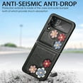 thumbnail image 2 of for Samsung Galaxy Z Flip 4 Flower Cute Case, Applique Design Slim Thin PU Leather & Crystal Hard PC Shockproof Protective Phone Cover Case for Samsung Z Flip 4 LTH Black, 2 of 14