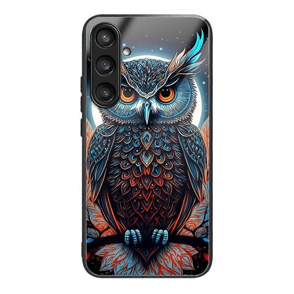 For Samsung Galaxy S25 Case Tempered Glass Back Cover with Pattern Printing - Lion Crown