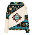 thumbnail image 3 of Aztec Print Vintage Western Hoodies Women's Color Block Ethnic Hooded Sweatshirts Comfy Oversized Long Sleeve Blouses, 3 of 5