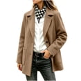 thumbnail image 2 of HCBY Women's Wool Blend Peacoat Notch Lapel Single Breasted Mid-Length Long Sleeve Button Front Coat with Pockets Classic Business Winter Outerwear, 2 of 8