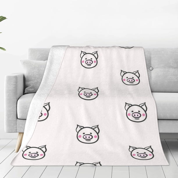 Mantas de vellón, mantas suaves y cálidas para sofá, sofá y cama, manta suave y fresca de verano con estampado de cara de cerdo lindo para mujeres y hombres durante todas las estaciones