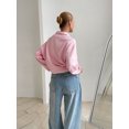 thumbnail image 4 of Jersey clásico de manga larga con solapa para mujer, Top holgado de manga larga con cremallera, ropa de calle deportiva, otoño e invierno, 2024, 4 of 5
