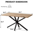 thumbnail image 3 of 55.1" Rectangle Dining Table for 2 4 Person, Small Mid Century Modern Kitchen Table with Metal Cross Legs for Restaurant, Apartment, Oak Dining Room Table for Meeting Study Room (Only Table), 3 of 8