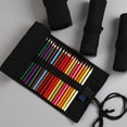 thumbnail image 2 of Moyic Nueva lona Wrap Cable Lines Lápiz Bolígrafos Herramientas Accesorios Organizador Roll Up Bag pinturas Negro 20*58cm, 2 of 6
