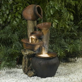 Jeco Inc Resin Fiberglass Multi Pot Fountain With Light Walmart Com Walmart Com