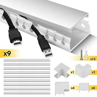SimpleCord SC-CC-Main Cable Concealer On-Wall Cord Cover Raceway Kit - 12  White Cable Covers - Cable Management System to Hide Cables, Cords, or Wires