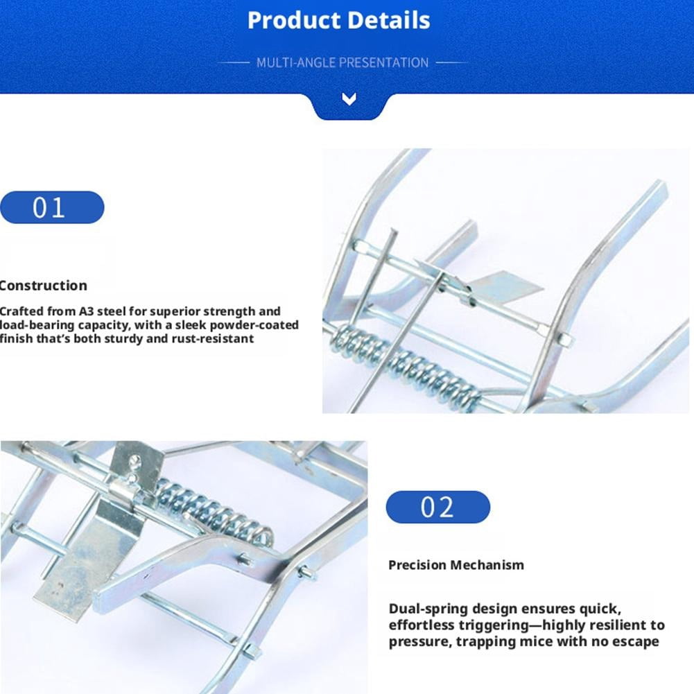 Heavy Duty Mole Traps for Lawns - Galvanized Steel Gopher Traps with Sensitive Trigger - Reusable & Weatherproof Vole Control for Garden and Farm