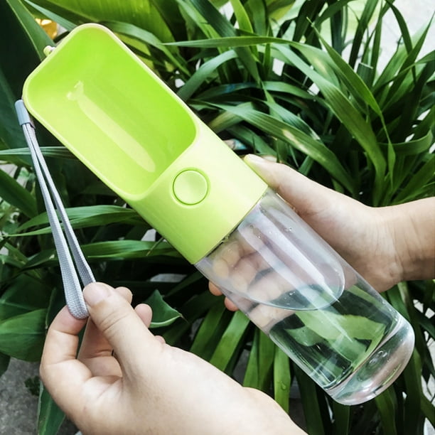 Botella de agua para perros de 15 oz para caminar, portátil para mascotas, para viajes, agua, bebida, taza, plato, cuenco, dispensador, hecho de material de grado alimenticio a prueba de fug