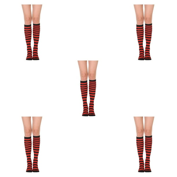 Minnieouse Calcetines hasta el muslo a rayas Botas de calcetín de estilo simple JK Legwarmers Día de San Valentín para diario Fiesta de Halloween Type2 Minnieouse CBP334149