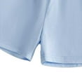 thumbnail image 5 of Toddler Boy Summer Clothes Striped Short Sleeve Button Shirt Tops Solid Shorts Set 2Pcs Casual Outfit with Pockets,Blue, 5 of 6