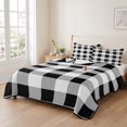 thumbnail image 3 of 3 Pieces Queen Quilt Set,Classic Farmhouse Black White Buffalo Plaid Soft Bedding Sets with 1 Quilt & 2 Pillow Shams,Geometric Lattice Summer Bedspread Lightweight Coverlet Comforter for All Season, 3 of 9