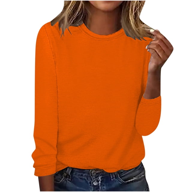 CEHVOM Blouse d'Été Décontractée à Manches Longues pour Femmes Col Rond Hauts Unis T-Shirt Liquidation