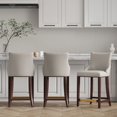 thumbnail image 2 of Shubert Counter Stool with Solid Wood Base in Light Gray - Set of 3, 2 of 7