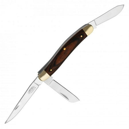 8 Buckshot Three Blade Stockman Pocket Knife with Wood Handle