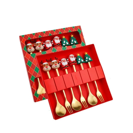 

AOMXGD Christmas Spoon Christmas Dessert Spoon Fork Stainless Steel Tableware Set Cute Doll with Hand Gift Christmas Decorations Clearance
