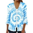 thumbnail image 2 of Sakmal Coats for Women Plus Size Casual Lightweight Long Sleeve Sleeve Blue Tie Dye Loose Fit Cardigan Womens Jacket, 2 of 5
