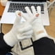 thumbnail image 4 of Guantes de lana tejidos para mujer, de invierno, resistentes al frío, con forro polar grueso, color caramelo, para ciclismo, pantalla táctil, dedos expuestos, cinco dedos, 4 of 5