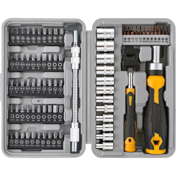 Hi-Spec 78pc Screwdriver Bit Set with 1/4in Sockets, Torx, Precision Tools & Carry Case