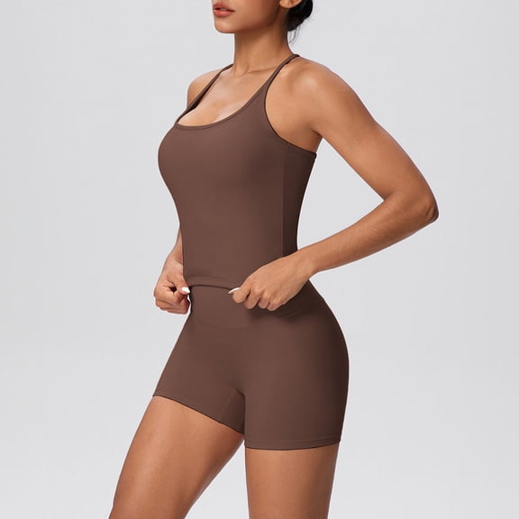 PNTUTB Women's Yoga and Casual Two-Piece Set,Solid-Color Slim Outdoor Tank Top and Shorts—Stretchy Breathable and Comfortable Activewear Set