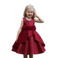 thumbnail image 2 of Fozruso Girls A Line Dress Elegant Satin Girls Party Dress With Puffy Sleeves And Flowy Skirt For And Celebrations Sizes 4-5 Years, 2 of 6