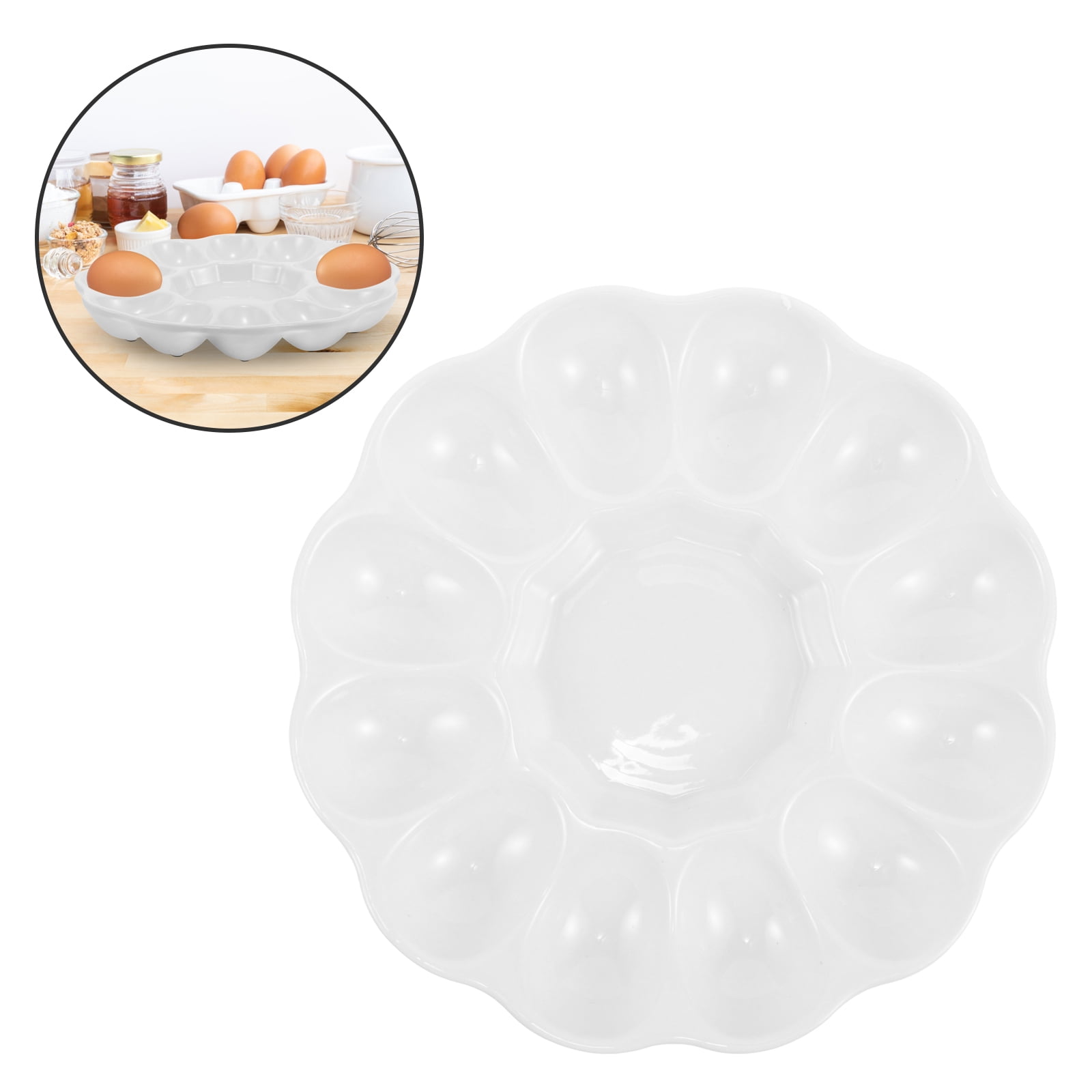 Masteelf Egg Platter Ceramic Deviled Egg Tray Catering Platter Eggs Serving Tray