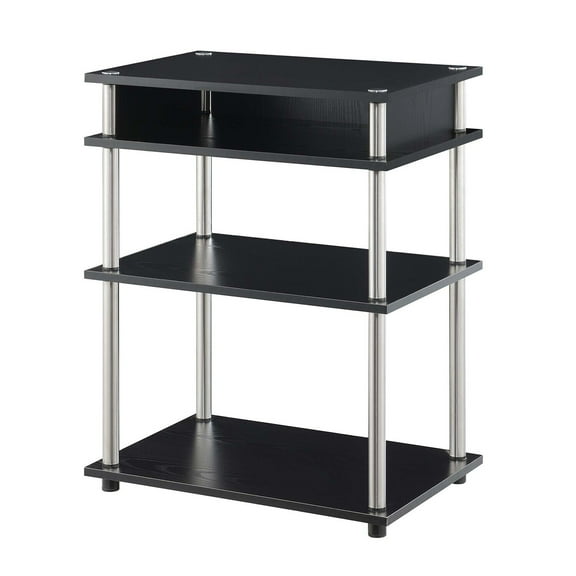 Printer Stand with Shelves - Home Office Desk Organizer, 4 Tier Storage, Black Metal Frame, Durable & Easy Assembly