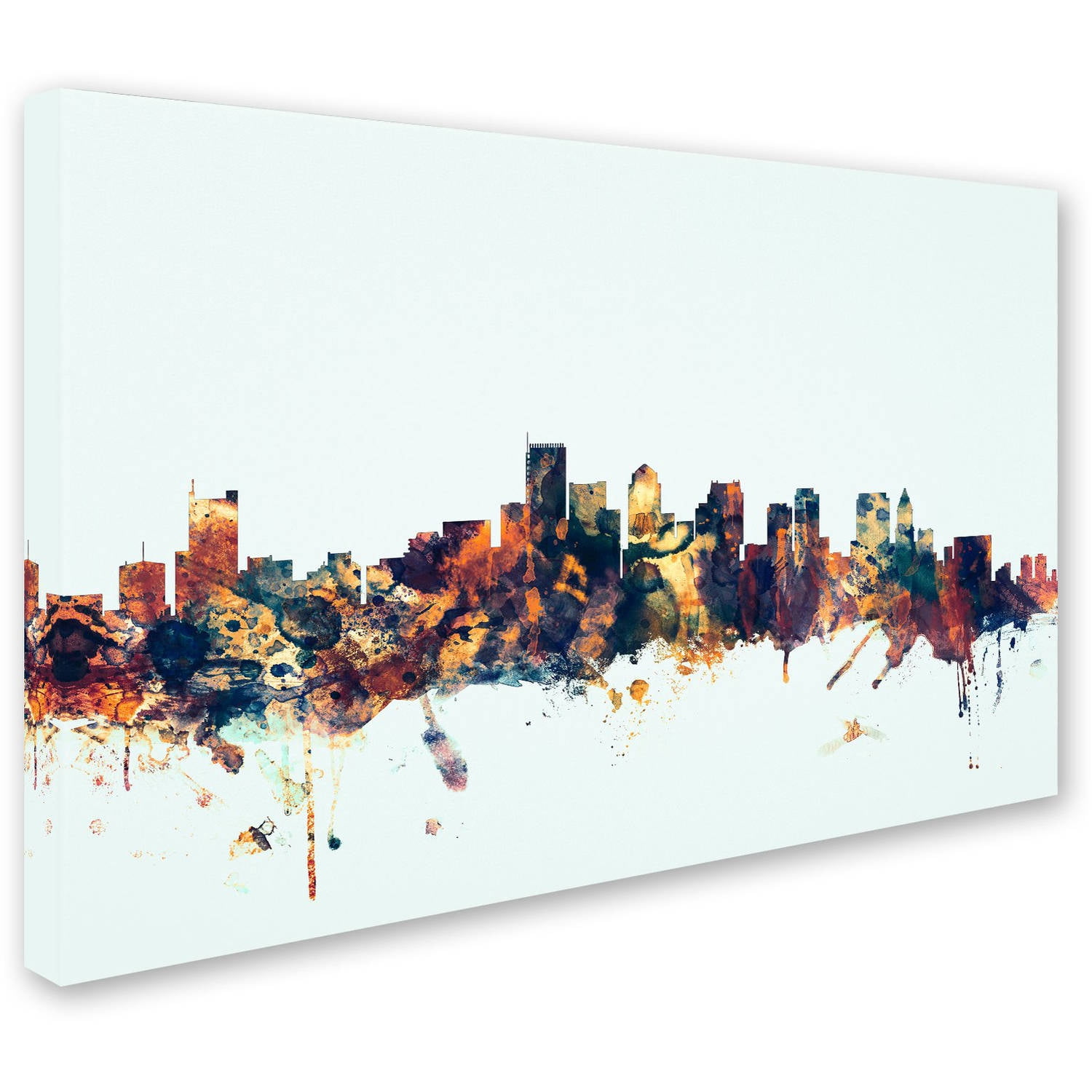 Trademark Fine Art "Boston MA Skyline Blue" Canvas Art by Michael Tompsett