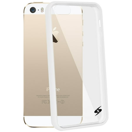 SlimGrip Shockproof Hybrid Protective Clear Case with White TPU Trim Bumper for Apple iPhone 5, iPhone 5S, iPhone