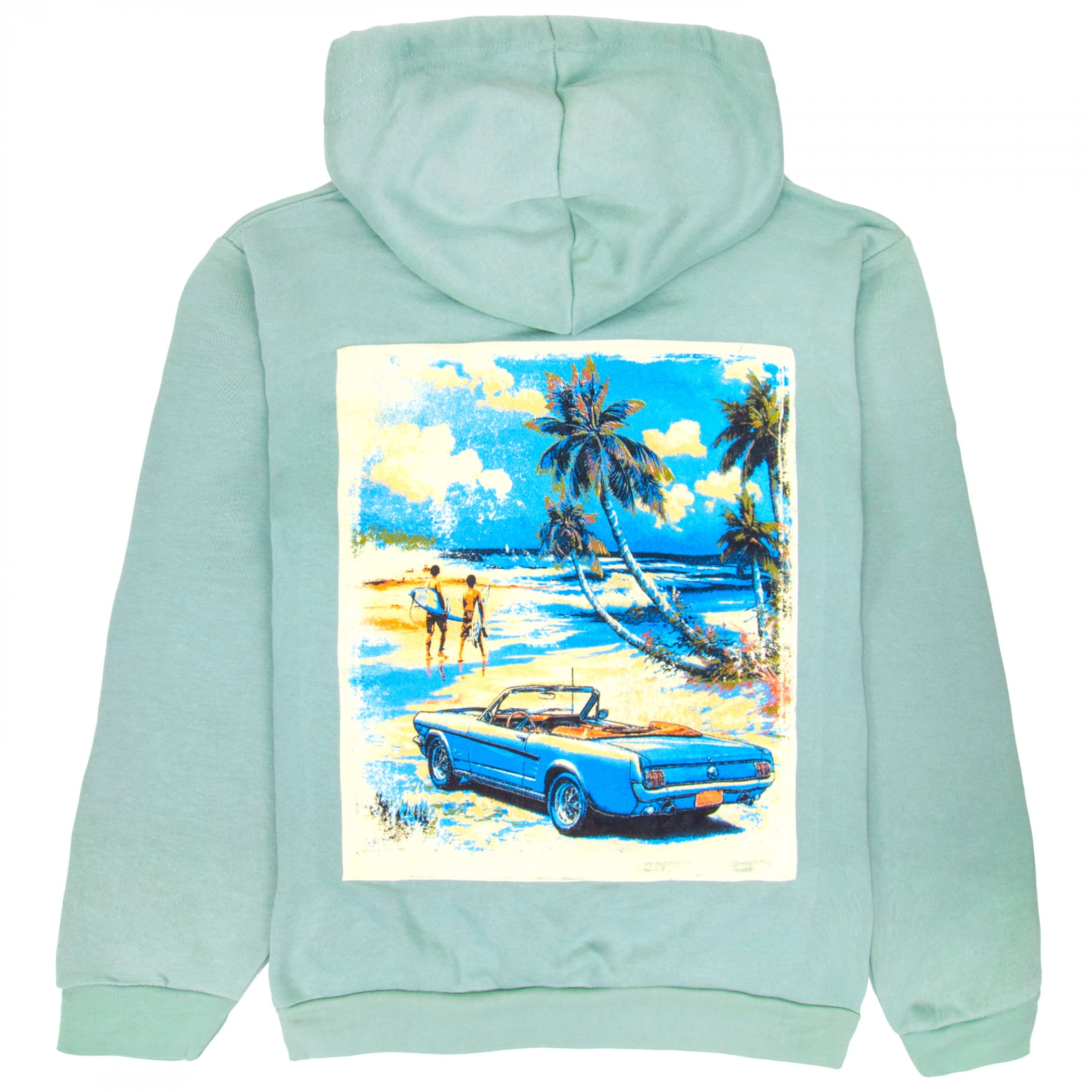 Ford Mustang Beach Trip Front and Back Print Pull-Over Hoodie-XLarge