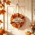 thumbnail image 6 of Fall Decoration, 11.8" Fall Wreaths for Front Door, Thanksgiving Door Sign, Maple Leaf Welcome Hanging Decor, Wooden Front Door Pendant, Autumn Wall Art, Harvest Home Ornament, Seasonal Porch Decor, 6 of 7