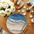 thumbnail image 2 of Blue Beach Coastal Round 13 Inch Placemats Set of 2, Nautical Seaside Ocean Beige HeatResistant Non Slip Place Mats for Dining Table, Wipeable Braided Kitchen Table Mats for Housewarming, 2 of 9
