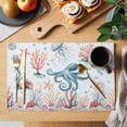 thumbnail image 2 of Octopus Coastal Placemats Set of 8, Summer Beach Ocean Shell Jellyfish Starfish Placemats for Dining Table, Place Mats for Kitchen Tabletop, Waterproof Wipeable Dining Table Mats Set, 2 of 9