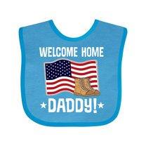 Inktastic Military Dad Welcome Home USA Flag Boys or Girls Baby Bib