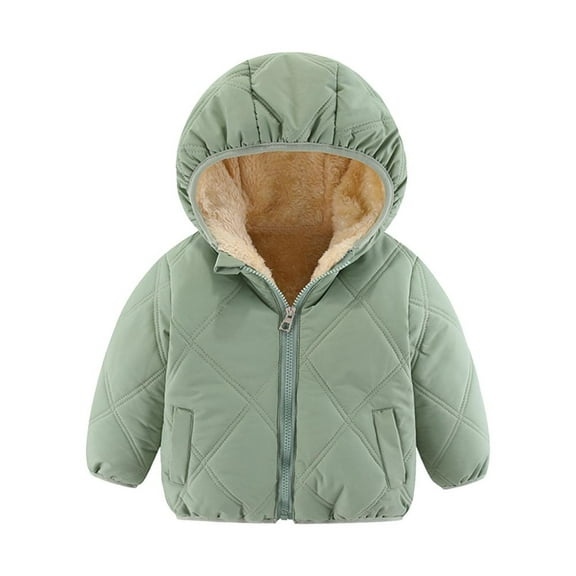 Bxsruta Jacket for Girls, Fleece-Lined Hooded Winter Coat for Toddlers, Thickened Windproof Outerwear with Zipper Closure