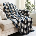 thumbnail image 5 of Buffalo Plaid Throw Blanket Soft Flannel Fleece Checker Pattern Warm Decorative Blanket for Bed Couch 350GSM (White/Navy Blue, Twin(60"x80")), 5 of 5