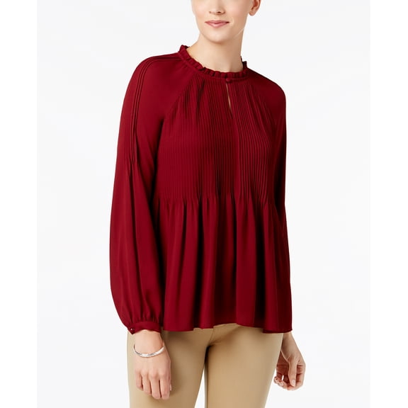 Charter Club Womens Pleated Long Sleeves Top Size L