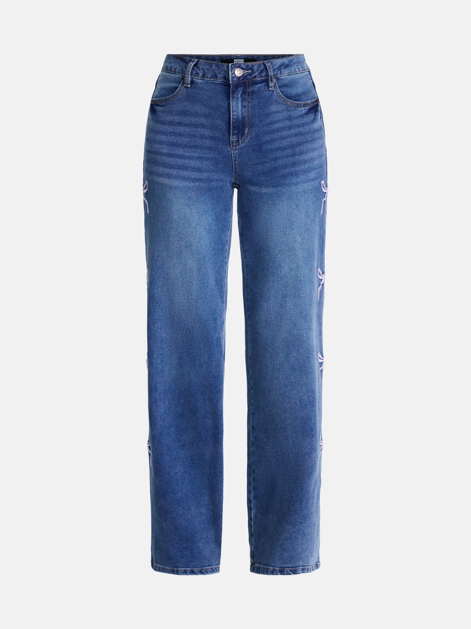 Madden NYC Women’s Ultra 90's Jeans with Bow Embroidery, 32'' Inseam, Sizes 00-18