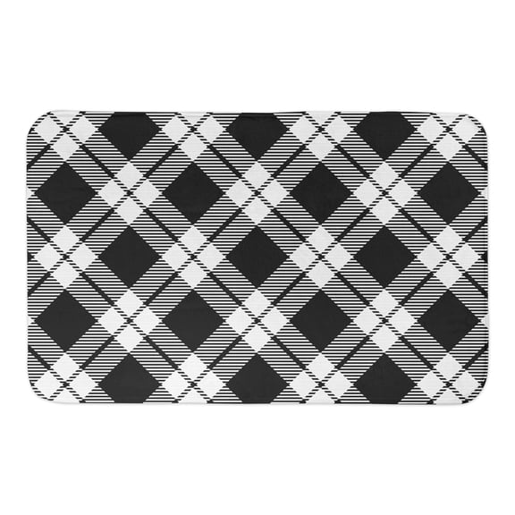 Creative Products Black and White Diamond Plaid 34x21 Bath Mat