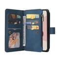 thumbnail image 4 of Wallet Case for Google Pixel 7 Pro, Magnetic Zipper Pouch Premium PU Leather with Kickstand Wallet Flip Shockproof Phone Case Wrist Strap Card Slots Holder Pocket Google Pixel 7 Pro,
Blue, 4 of 10