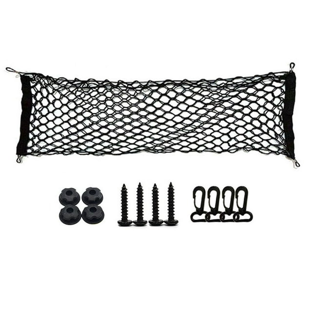 Amdohai Car Rear Cargo Net Double-Layer Trunk Cargo Storage Organizer 35x16 Inch with Mounting Hooks for Car Truck SUV