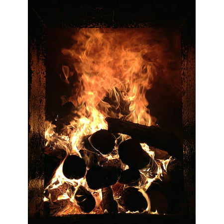 LAMINATED POSTER Fire Burning Wood Fireplace Wood Burn Flame Poster Print 24 x