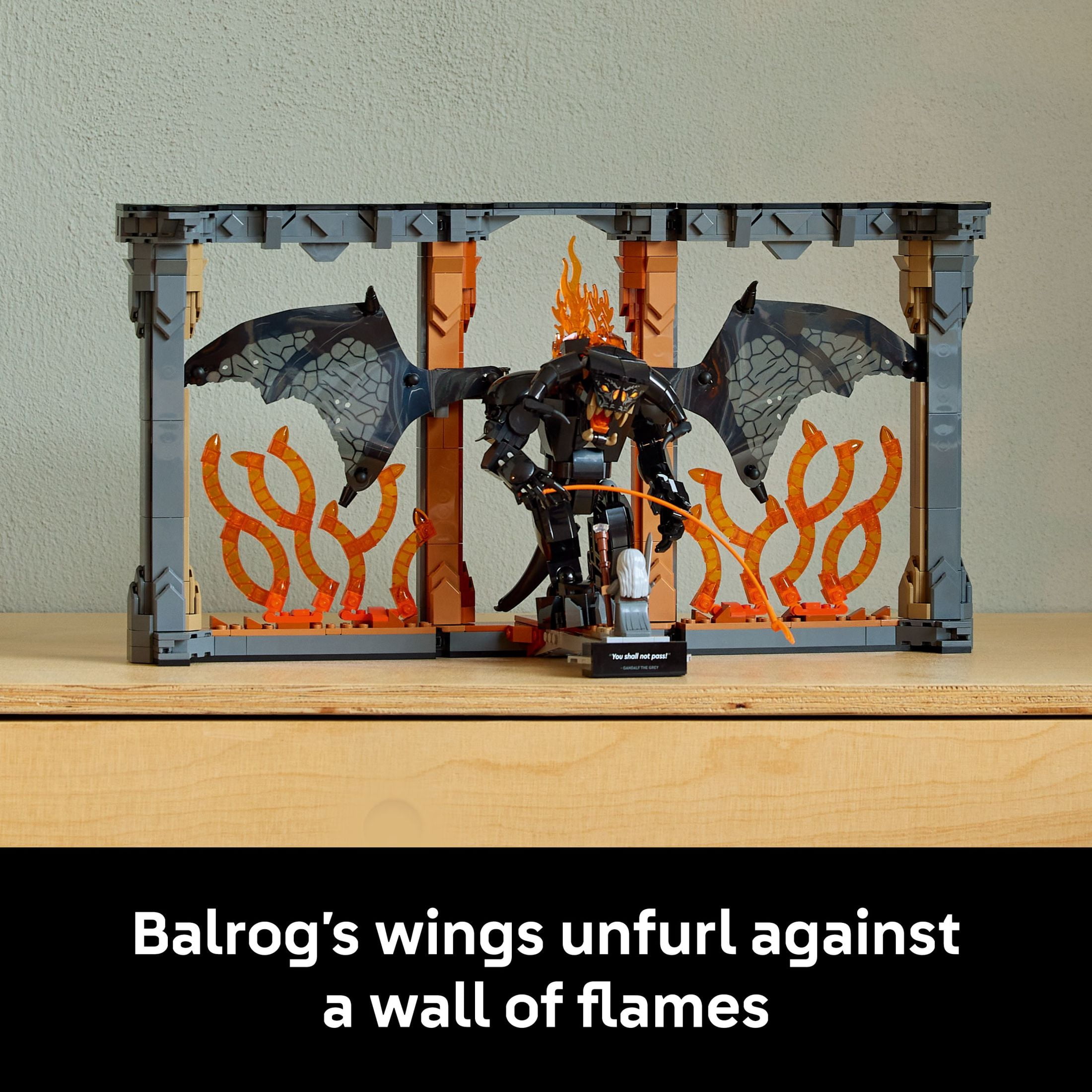 LEGO Icons The Lord of the Rings: Balrog Book Nook Bookshelf Decor Kit for Adults 18+ - DIY Craft Idea for Book Lovers - Home or Room Decor for Movie Fans - Collectible Gandalf Minifigure - 10367